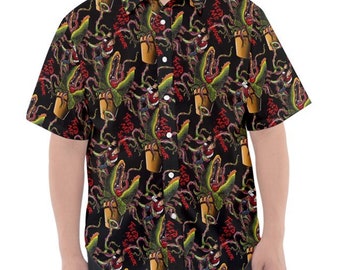 Little shop of horrors inspired short sleeved button down shirt