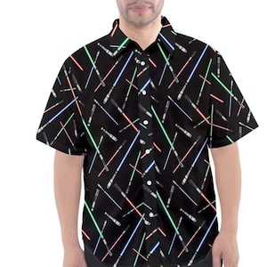Leichtes Säbel Star Wars inspiriertes kurzärmeliges Knopf-Down-Shirt