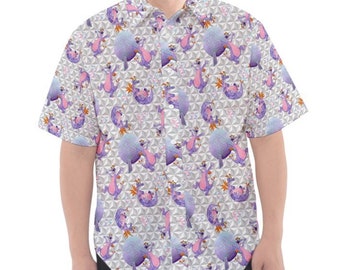 Figment Epcot inspired short sleeved button down shirt
