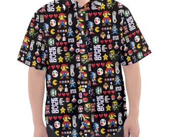 Game over short sleeved button down shirt