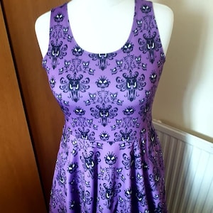 Haunted mansion wallpaper cute print skater dress- Sizes S- 5XL plus size