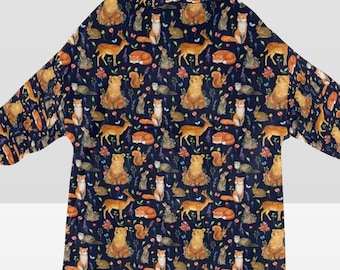 Forest friends fox hooded Blanket Hoodie oversize winter