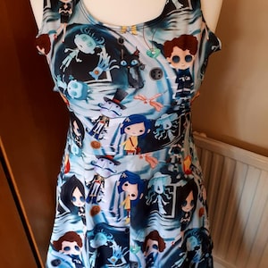 Coraline inspired cute print skater dress- Sizes S- 3XL plus size
