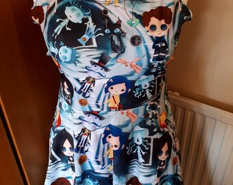 Coraline inspired cute print skater dress- Sizes S- 3XL plus size