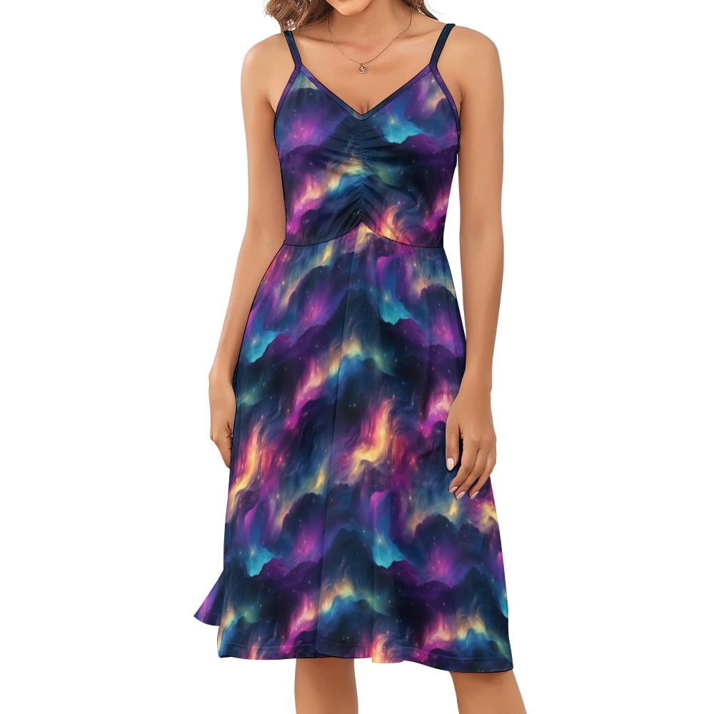 slim fit dress slacks Aurora Borealis dress  Lorena Cordero