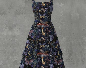Retro vintage style cottage core toadstool fantasy dress goth emo alternative plus size