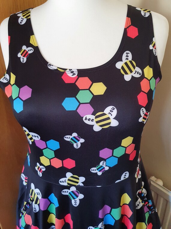 Bee you rainbow LGBTQ print skater dress Sizes S 5XL plus size