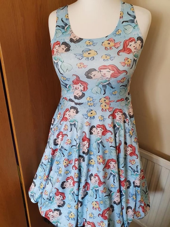 Mermaid Kisses Print Skater Dress- Sizes S- 5XL Plus Size
