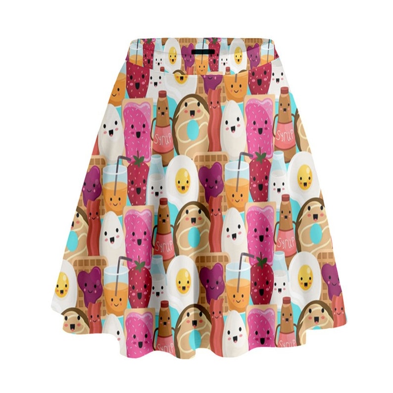 Kawaii Breakfast Skater Skirt kawaii Kitsch Retro Vintage Etsy