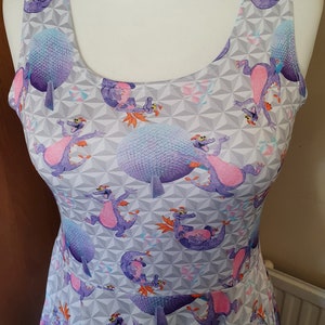 Figment Epcot Spaceship Earth Disney parks inspired print skater dress Sizes S 5XL plus size image 2