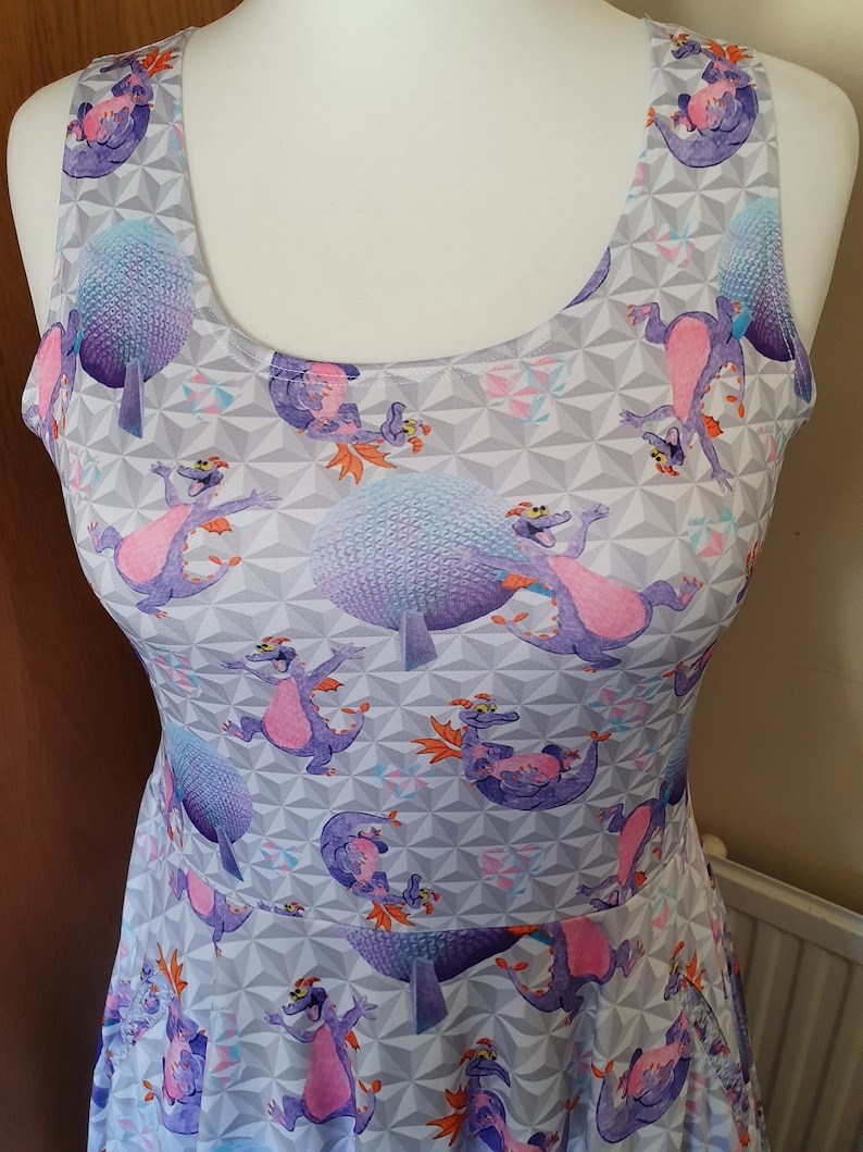 Figment Epcot Spaceship Earth Disney parks inspired print skater dress Sizes S 5XL plus size image 2