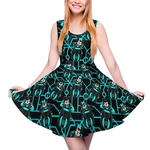 Tron Tomorrowland Disney parks inspired print skater dress- Sizes S- 5XL plus size