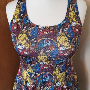 Beauty and the beast stained glass inspired  print skater dress- Sizes S- 5XL plus size