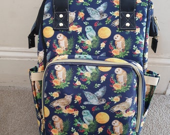 Owl and moon Baby Diaper Nappy Changing family large Backpack Bag