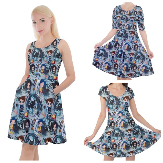 Vestido de patinador de estampado lindo inspirado en Coraline - Etsy España Vestido de patinador de estampado lindo inspirado en Coraline - Etsy España