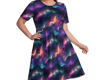 Northern Lights short sleeve plus size dress L- 4XL