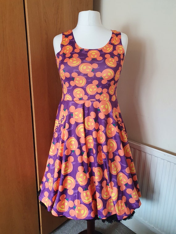 plus size halloween skater dress Halloween Spooky Snacks Mouse Pumpkin Print Skater Dress- Sizes S- 5XL Plus  Size