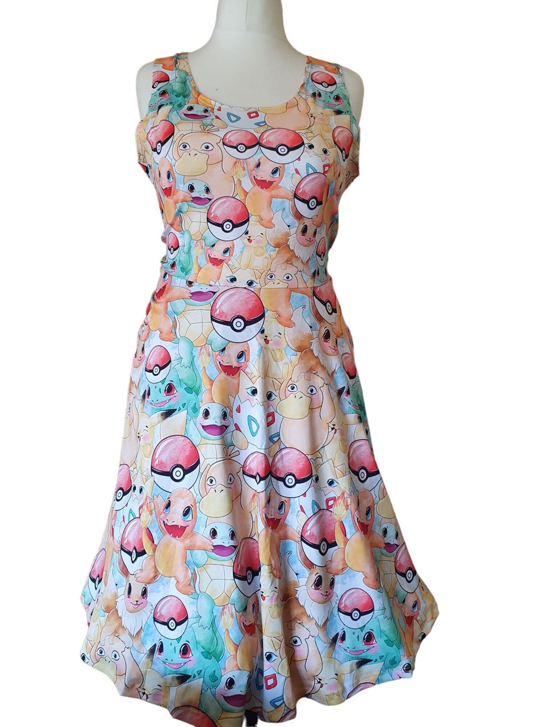 Pokémon Poké Ball Inspired Print Skater Dress- Sizes S- 5XL Plus Size ...