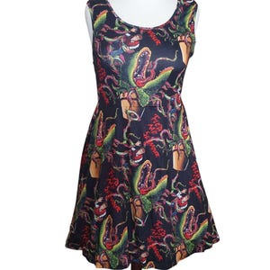 Little shop of horrors Audrey 2 inspired print skater dress- Sizes S- 5XL plus size