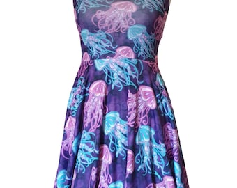 blue jellyfish dress vibrant open legs Kawaii Sea Blue Jellyfish Lovely Lolita Dress K19123 – KawaiiMoriStore main image 0
