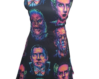 Universal monsters print skater dress- Sizes S- 3XL plus size