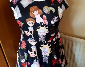 Beetle juice inspired cute print skater dress- Sizes S- 3XL plus size