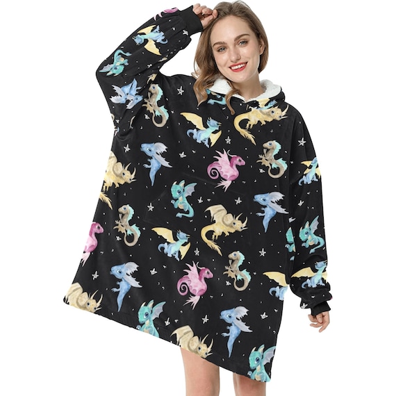 Dragon Hooded Blanket Hoodie Oversize Winter Etsy