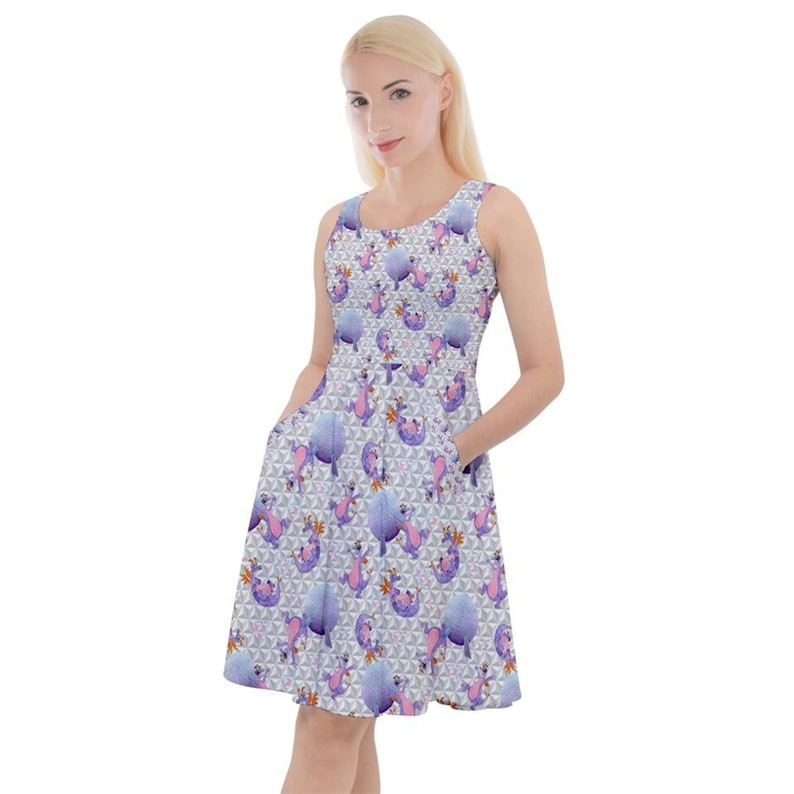 Figment Epcot Spaceship Earth Disney parks inspired print skater dress Sizes S 5XL plus size image 5