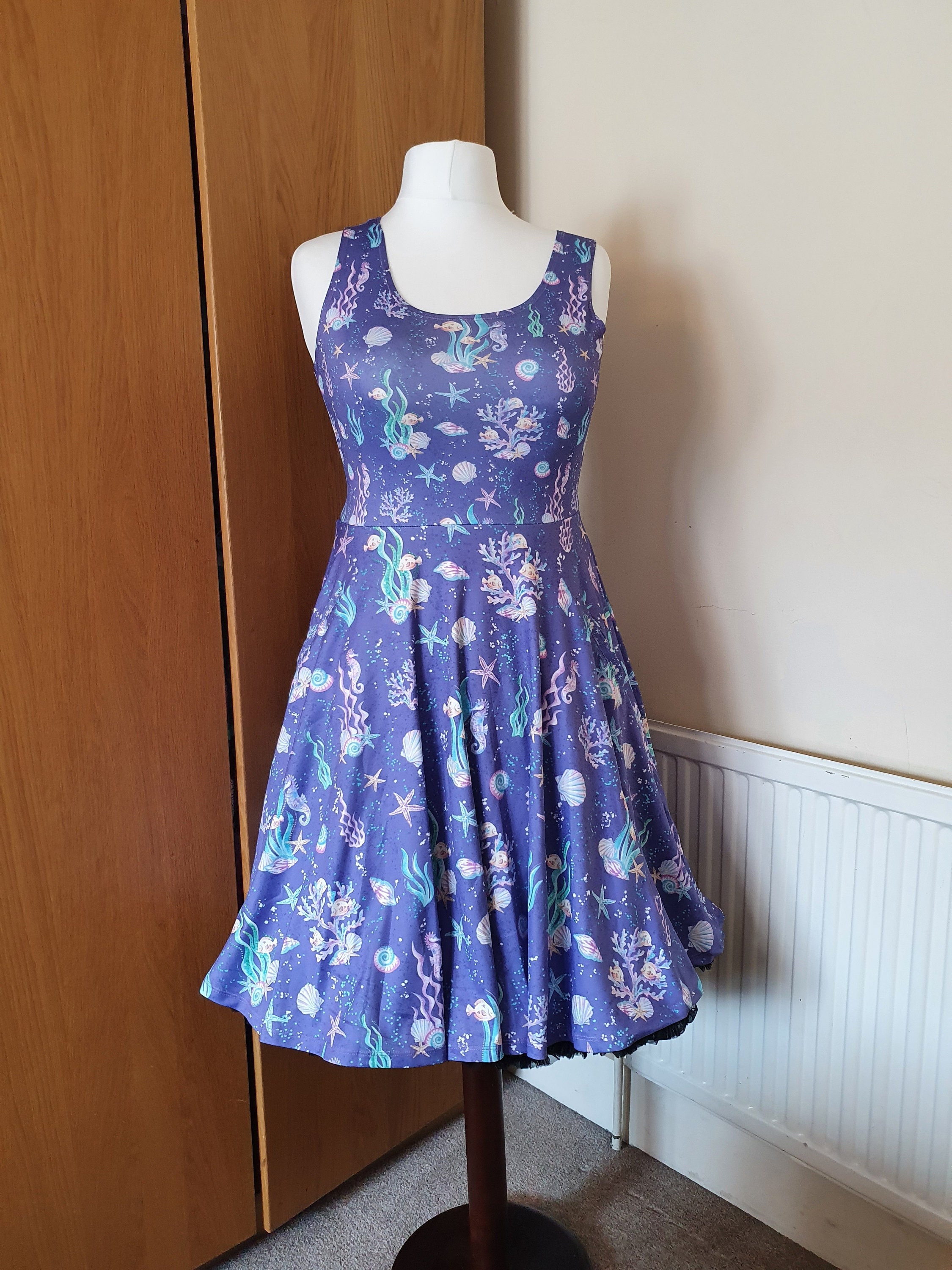 Seahorse and Coral Sealife Print Skater Dress Sizes S 5XL Plus Size Etsy Canada