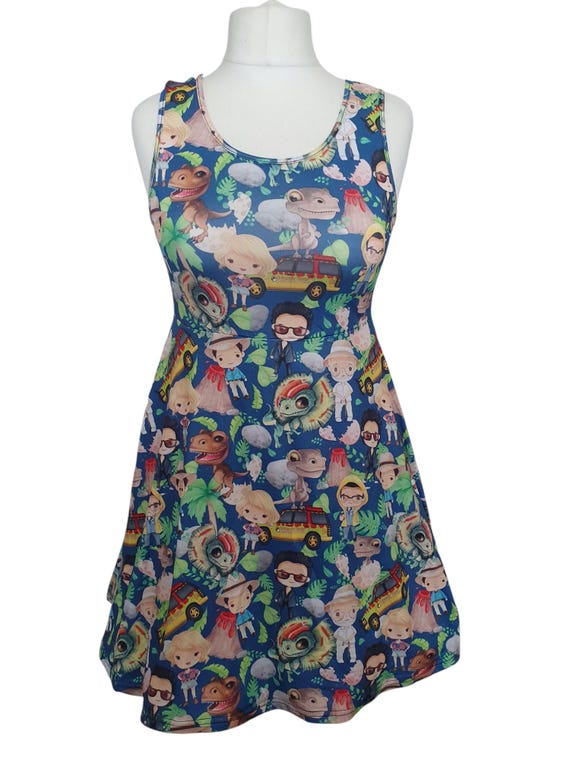 dinosaur skater dress Jurassic Park dinosaur inspired print skater dress- Sizes S- 5XL plus size