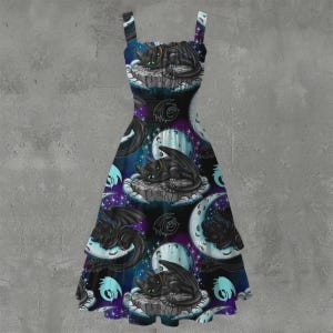 Toothless dragon Retro vintage style fantasy dress goth emo alternative plus size
