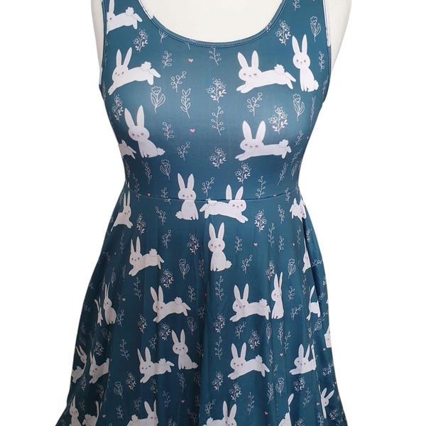 Jurk met konijnschaatsprint S-5XL kawaii kitsch grote maat