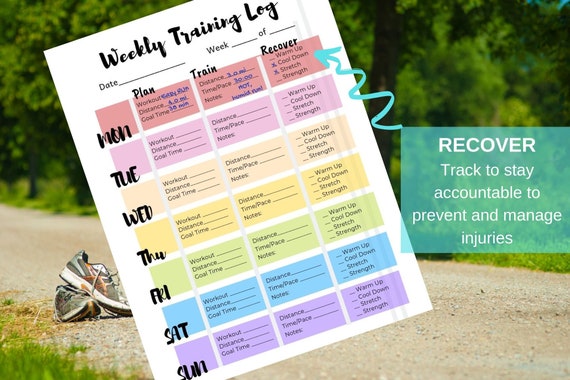 Printable Weekly Running Log Training For Marathon Half Etsy