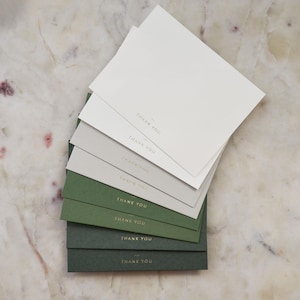 Tarjetas de agradecimiento en tono verde degradado