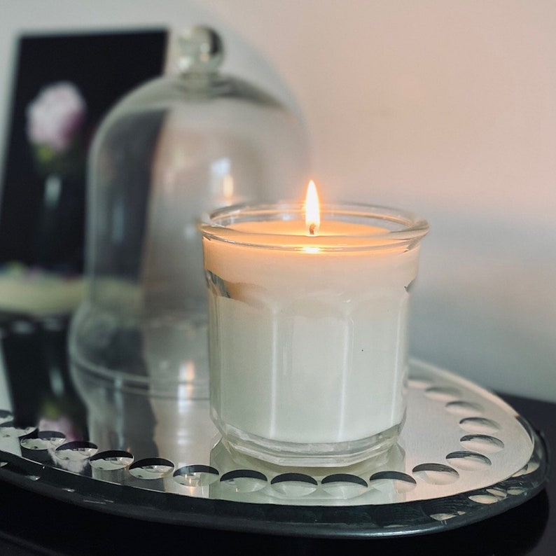 Vintage French Glass Confiture Jar Soy Candle Cedar-wood and Geranium Scent image 7