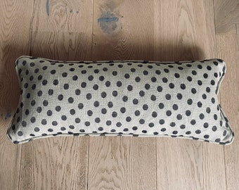 Rectangular Lumbar Spotty Linen Cotton Cushion Cover with Piped Edge