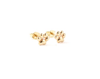 Boucles d'oreilles pattes en or massif, clous de patte, boucles d'oreilles pour chien, mignons pour elle, cadeau pour amoureux des animaux, clous d'oreilles pour chien, cadeau fille, 14 carats, cadeau meilleur ami