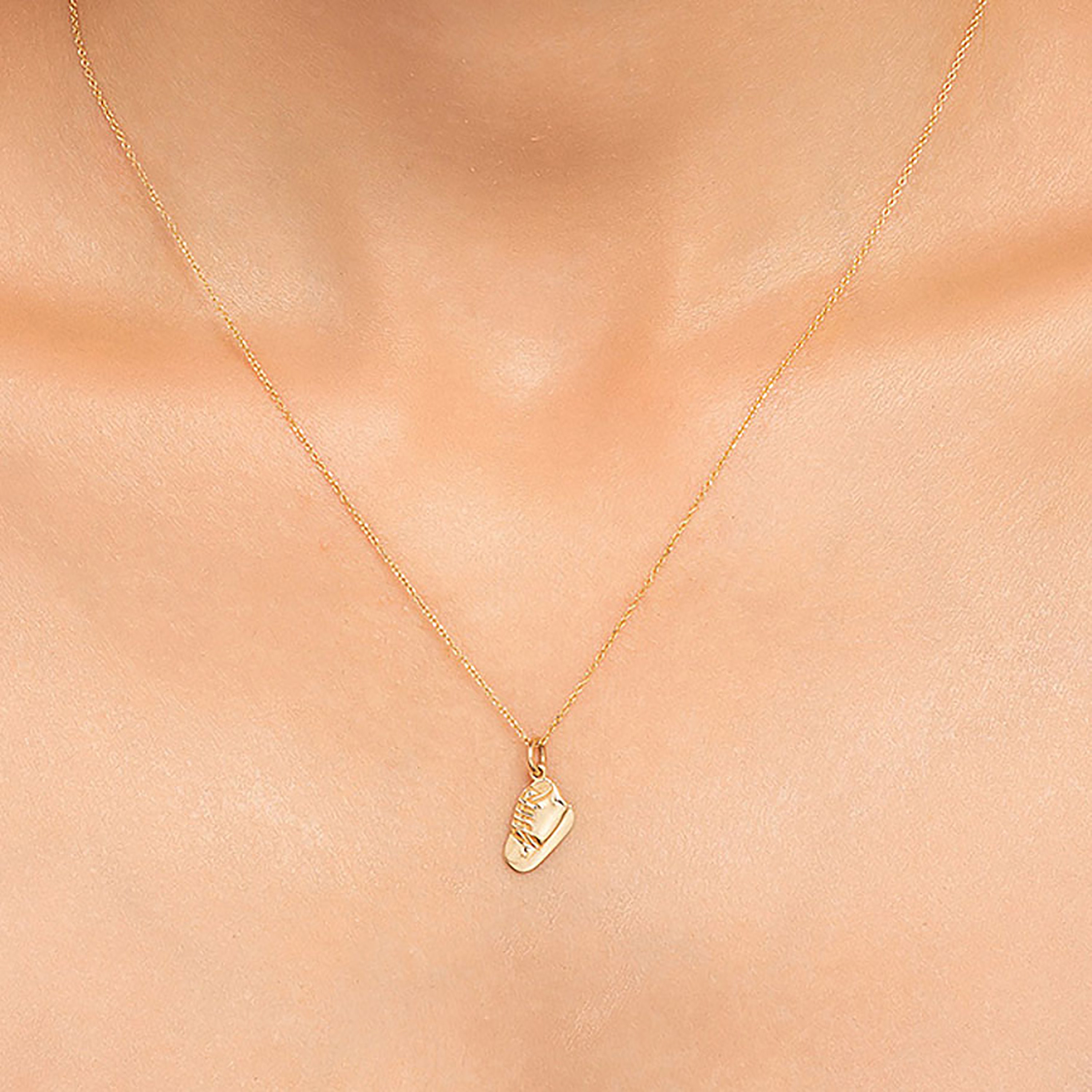 Solid Gold Baby Shoe Necklace Pregnancy Gift for Daughter Etsy