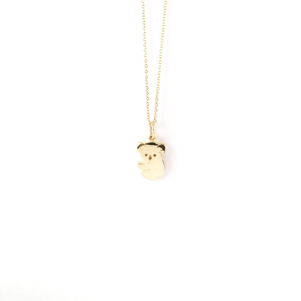 Pendentif Koala en or massif, Collier Koala en or, Cadeau nouvelle mère, Collier mignon pour maman, 14K, Charme de maman, Cadeau d’amoureux des animaux, Anniversaire de fille