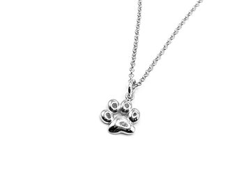 Silver Paw Necklace, Paw Charm,Symbolic Gift,Dog Lover Gift,Cat Lover,Pet Lover Gift, Paw Pendant, Pawprint necklace,Foot Charm, Gold Plated