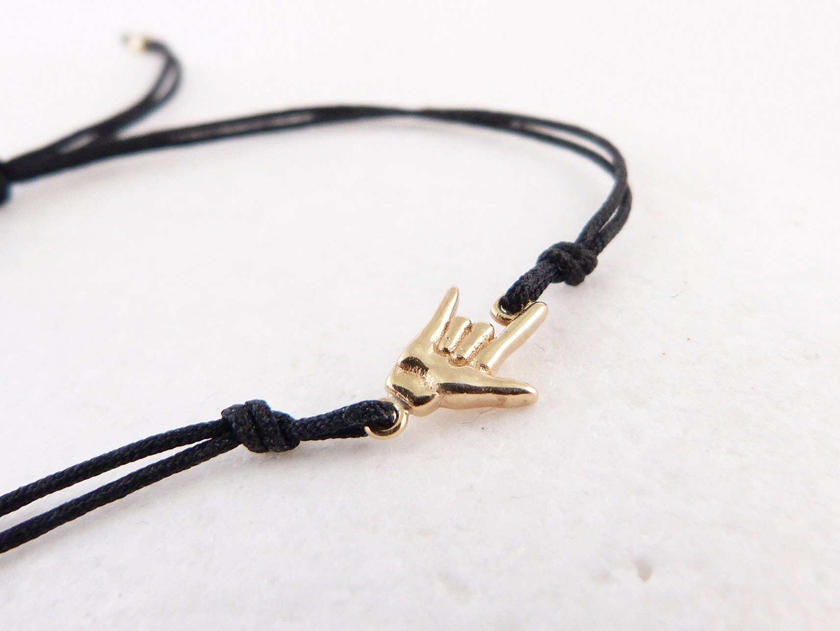 Solid Gold ASL Love Bracelet Sign Language Bracelet Gold Etsy