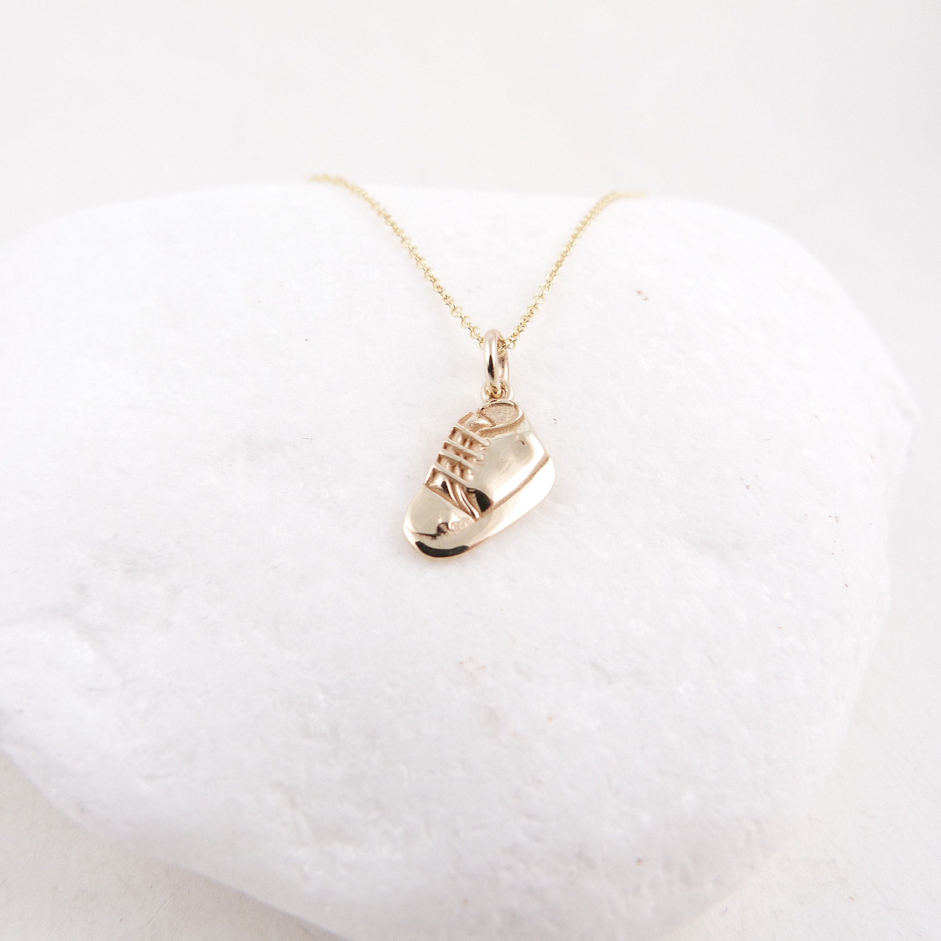 Solid Gold Baby Shoe Necklace Pregnancy Gift for Daughter Etsy