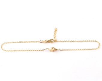 Solid Gold Shell Anklet, Gold Anklet, Gold Sea Style, Summer Look, Vacation Mood, Cute, After School Gift For Daughter, Good Luck Jewel