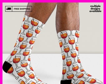 Aperol Cocktail Allover Socks Funny Present Party Socks Aperol Spritz Calzini, Tennissocks, Calzini bianchi, Calzini JGA