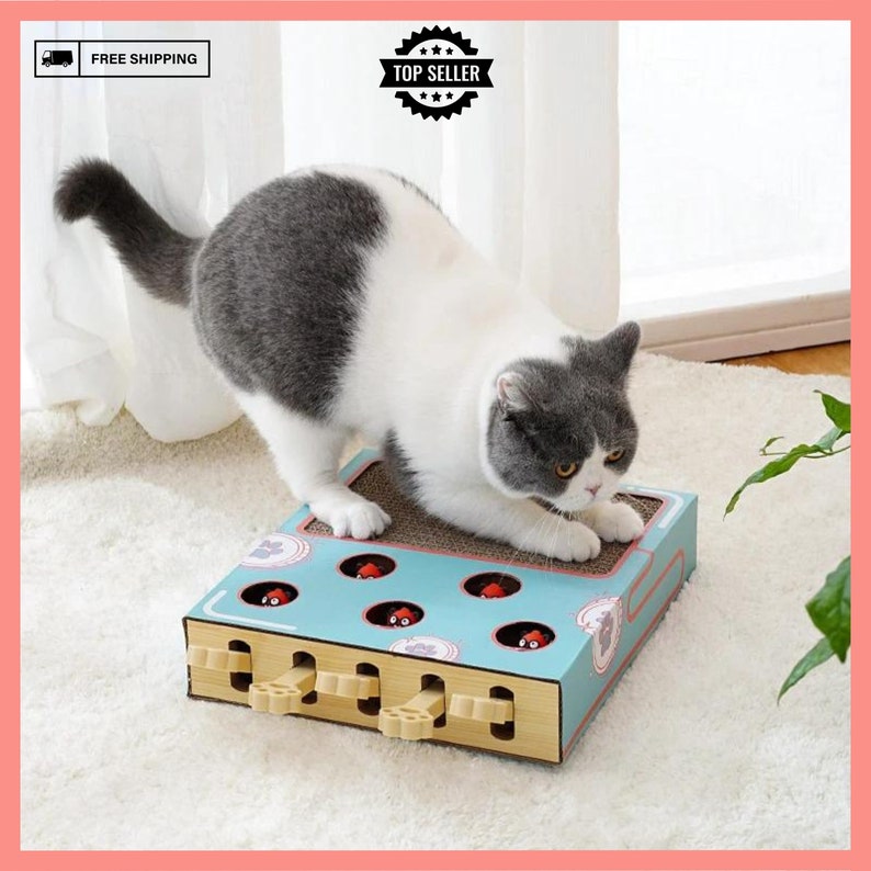 Interactive Cat Board Game Whack A Mole Game for Cats Fun Games for