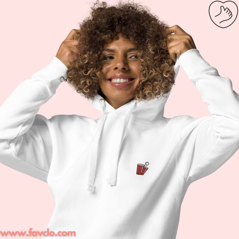 Embroidered Beer Pong Cup Hoodie, Party Gift Present, Fun Sweatshirt