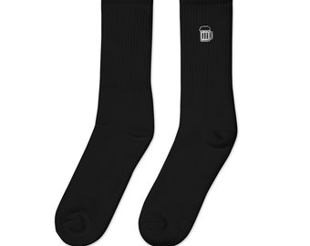 Chaussettes brodées bière drôle brasseurs maison étudiant chaussettes personnalisées cadeau unisexe parfait comme cadeau pour lui ou elle amateur de bière chaussettes