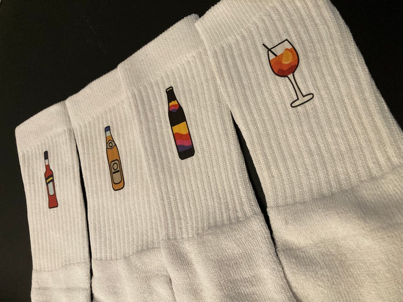Aperol Socken 2-Paar Set Mit Strohhalm & Untersetzer - Lustiges Geschenk