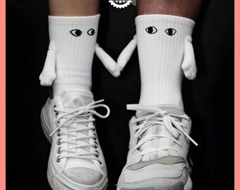 Pareja tomados de la mano Calcetines Calcetines de algodón Calcetines de muñeca tridimensionales magnéticos Calcetines divertidos de la mano con imanes Regalo del día de San Valentín