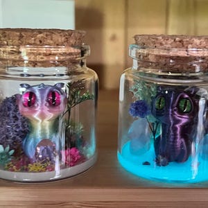 Baby Dragon Ornament in a Jar – Glow‑In‑The‑Dark Fantasy Gift, Unique Dragon Figurine. Tiny dragon miniature